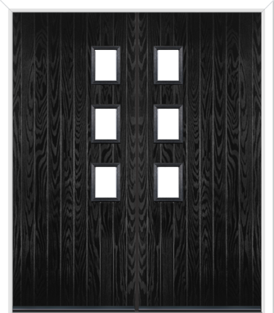 Wellow 3 Handle Composite French Doors Black Brown