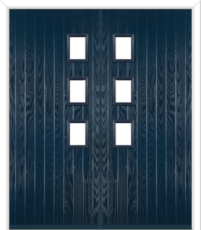 Wellow 3 Handle Composite French Doors Blue