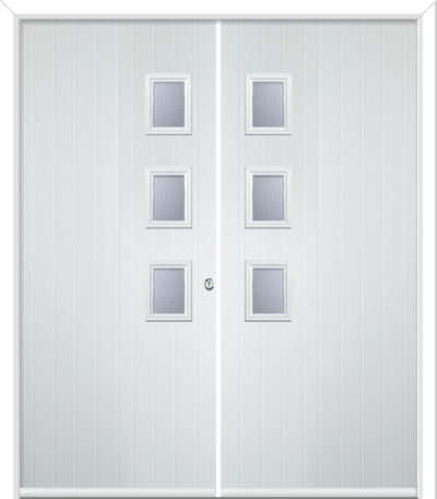 Wellow 3 Handle Composite French Doors Charcoal Sticks