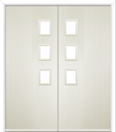 Wellow 3 Handle Composite French Doors Cream