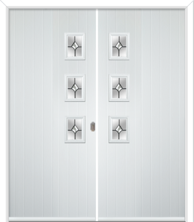 Wellow 3 Handle Composite French Doors Crystal Bohemia Zinc