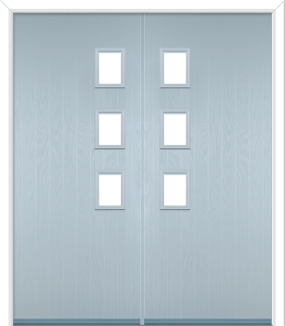 Wellow 3 Handle Composite French Doors Duck Egg