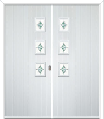 Wellow 3 Handle Composite French Doors Fusion Green