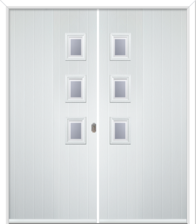 Wellow 3 Handle Composite French Doors Glacier