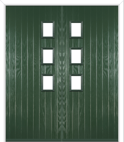 Wellow 3 Handle Composite French Doors Green