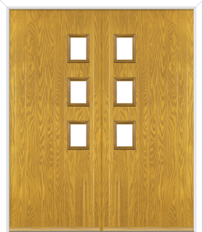 Wellow 3 Handle Composite French Doors Irish Oak