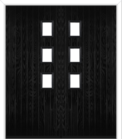 Wellow 3 Handle Composite French Doors Midnight Black