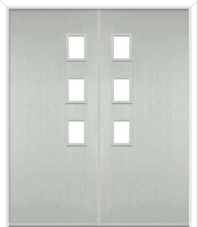Wellow 3 Handle Composite French Doors Pebble Grey