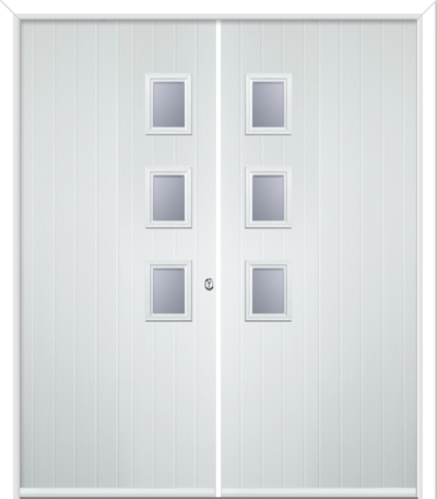 Wellow 3 Handle Composite French Doors Satin