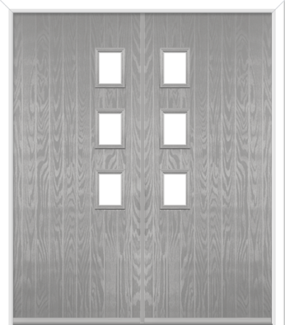 Wellow 3 Handle Composite French Doors Silver Grey