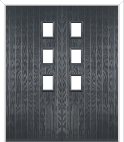 Wellow 3 Handle Composite French Doors Slate Grey