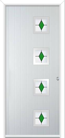 Urban Wellow 4 handle Composite Door Coloured Diamonds Green