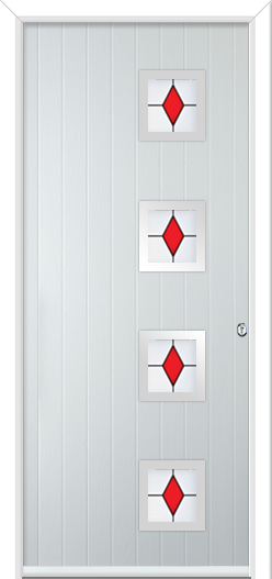 Urban Wellow 4 handle Composite Door Coloured Diamonds Red