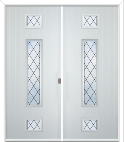 Wellow 3 Long Composite French Doors 9mm Diamond Lead