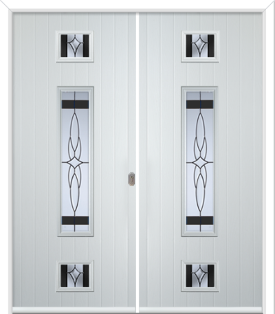 Wellow 3 Long Composite French Doors Crystal Bohemia Zinc
