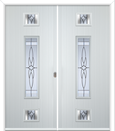 Wellow 3 Long Composite French Doors Crystal Harmony Clear