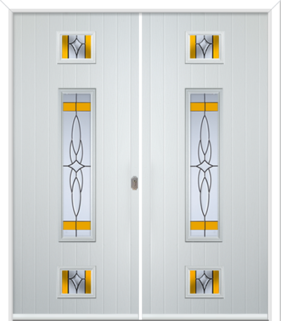 Wellow 3 Long Composite French Doors Crystal Harmony Yellow