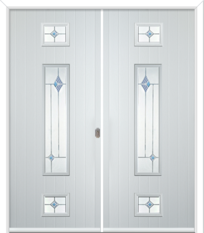 Wellow 3 Long Composite French Doors Fusion Blue