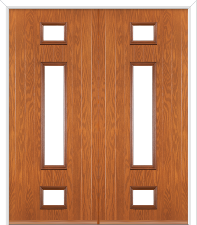 Wellow 3 Long Composite French Doors Golden Oak