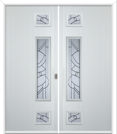 Wellow 3 Long Handle Composite French Doors Abstract