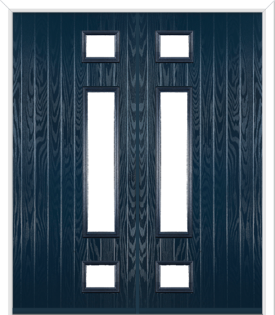 Wellow 3 Long Handle Composite French Doors Blue