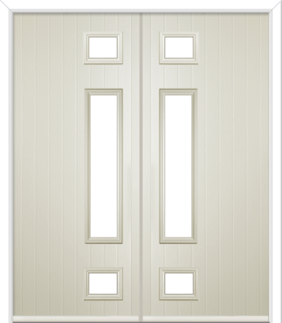 Wellow 3 Long Handle Composite French Doors Cream