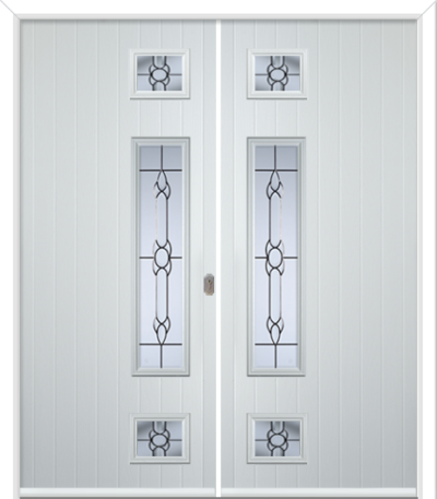 Wellow 3 Long Handle Composite French Doors Crystal Bohemia Zinc