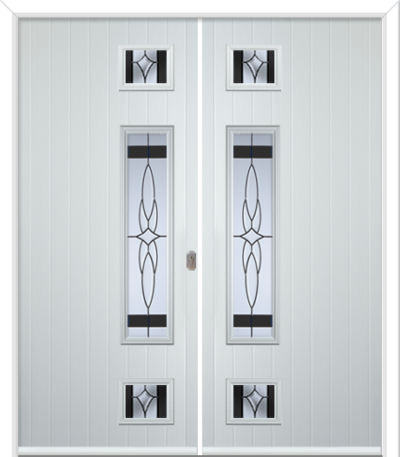 Wellow 3 Long Handle Composite French Doors Crystal Harmony Black