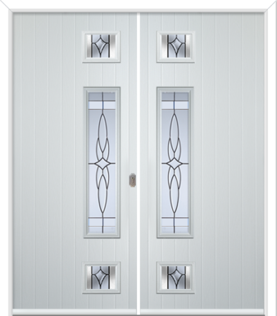 Wellow 3 Long Handle Composite French Doors Crystal Harmony Clear