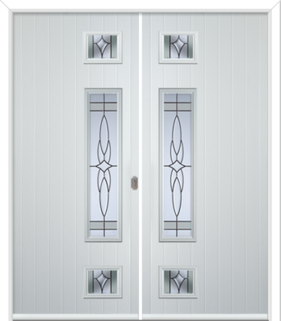 Wellow 3 Long Handle Composite French Doors Crystal Harmony Frost