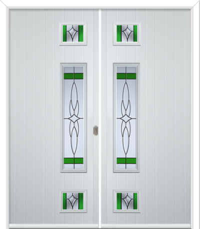 Wellow 3 Long Handle Composite French Doors Crystal Harmony Green