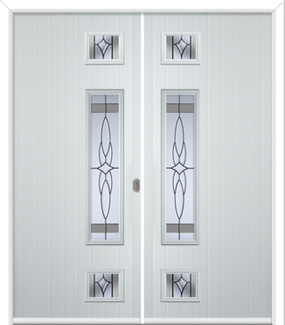 Wellow 3 Long Handle Composite French Doors Crystal Harmony Grey