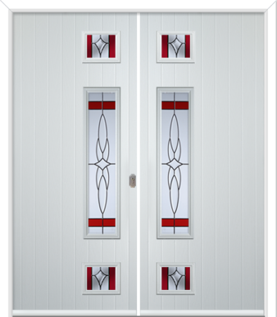 Wellow 3 Long Handle Composite French Doors Crystal Harmony Red