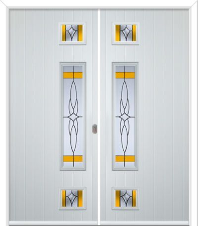 Wellow 3 Long Handle Composite French Doors Crystal Harmony Yellow
