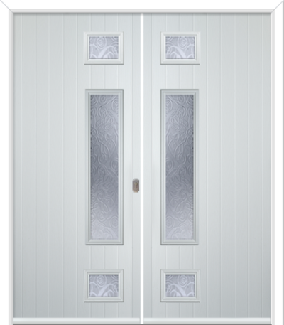 Wellow 3 Long Handle Composite French Doors Everglade