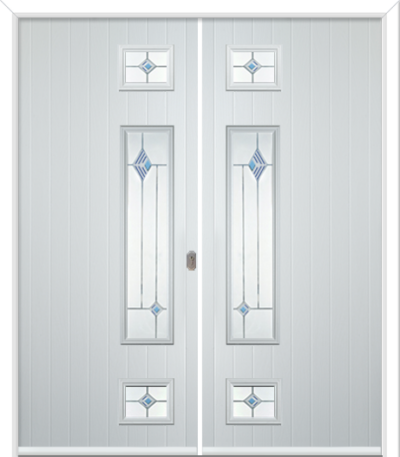 Wellow 3 Long Handle Composite French Doors Fusion Blue