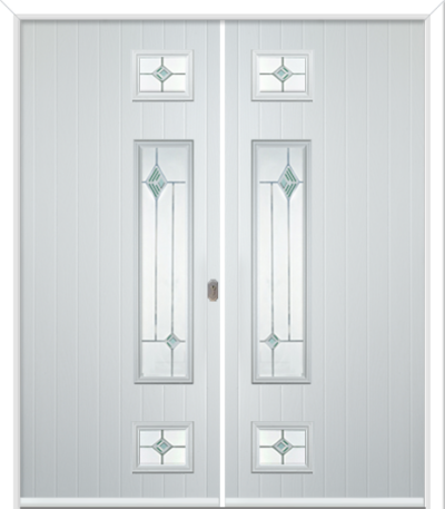 Wellow 3 Long Handle Composite French Doors Fusion Green