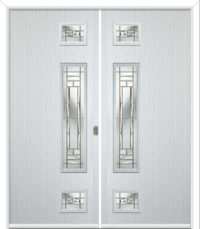 Wellow 3 Long Handle Composite French Doors New Orleans Rose Gold