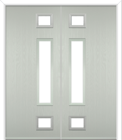Wellow 3 Long Handle Composite French Doors Pebble Grey