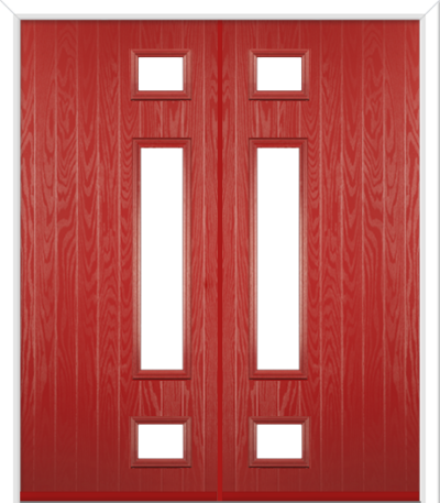Wellow 3 Long Handle Composite French Doors Red