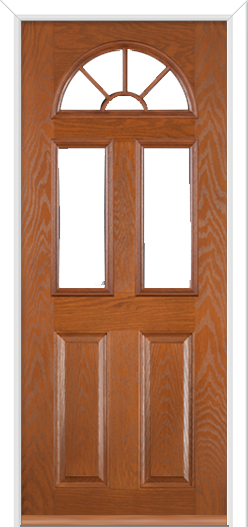 Minster 3 Sunburst Composite Door Golden Oak
